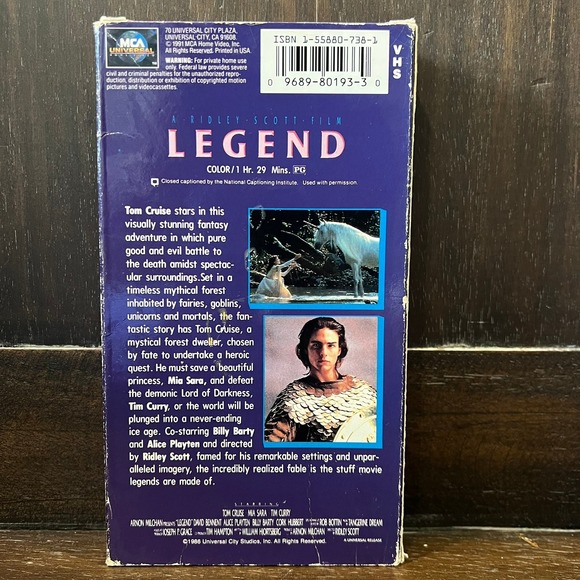 Legend 1989 VHS Tom Cruise Tim Curry Ridley Scott Fantasy Adventure - Picture 2 of 7